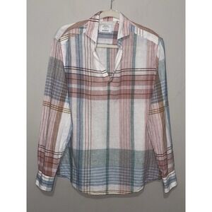 Baird McNutt for Murano Women's 100% Linen‎ Plaid Long Sleeve Shirt Size M
